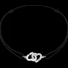 Bracelet sur cordon Double Cœurs R9 or blanc et diamants