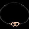 Bracelet sur cordon Double Cœurs R9 or rose