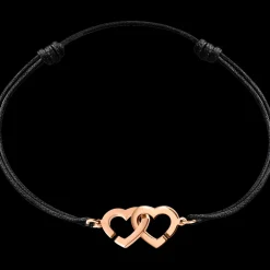 Bracelet sur cordon Double Cœurs R9 or rose