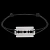 Bracelet sur cordon Lame de Rasoir grand modèle or blanc