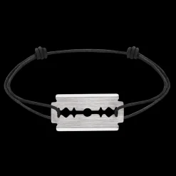Bracelet sur cordon Lame de Rasoir grand modèle or blanc