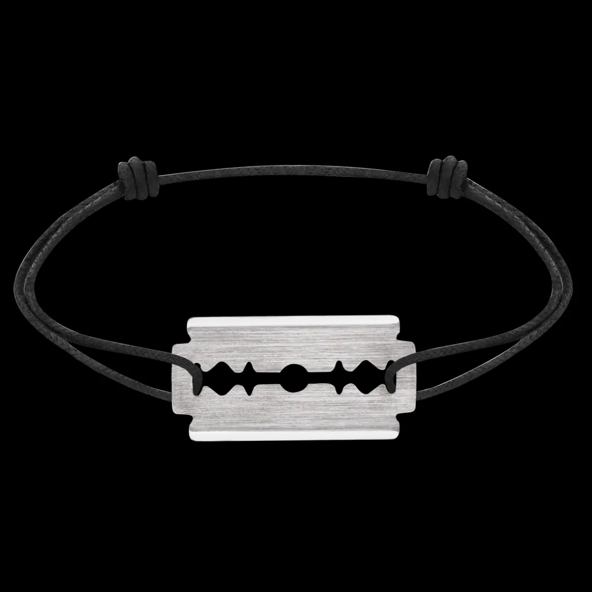 Bracelet sur cordon Lame de Rasoir grand modèle or blanc