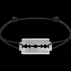 Bracelet sur cordon Lame de Rasoir or blanc