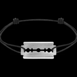 Bracelet sur cordon Lame de Rasoir or blanc
