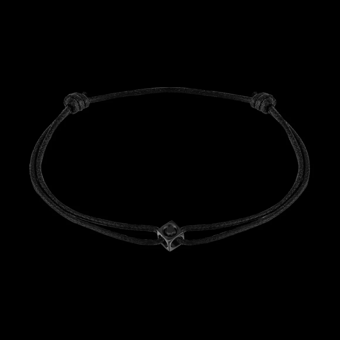 Bracelet sur cordon Le Cube Diamant titane noir et diamant noir