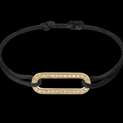 Bracelet sur cordon Maillon L or jaune et diamants