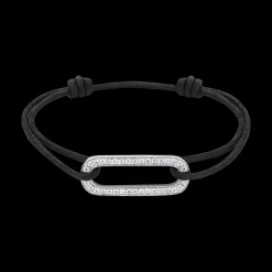 Bracelet sur cordon Maillon L or blanc et diamants