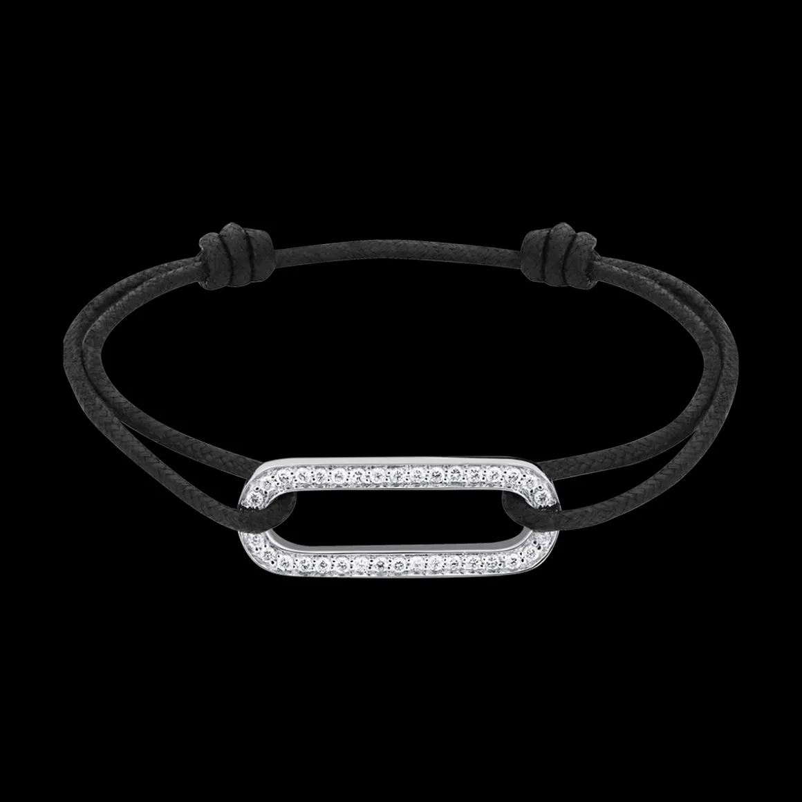 Bracelet sur cordon Maillon L or blanc et diamants