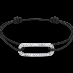 Bracelet sur cordon Maillon L or blanc et diamants