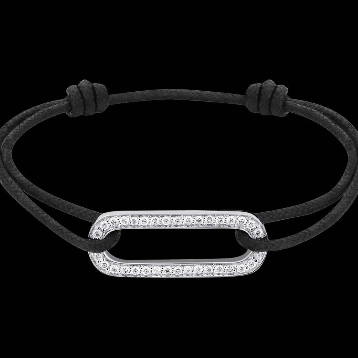Bracelet sur cordon Maillon L or blanc et diamants