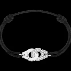 Bracelet sur cordon Menottes dinh van R12 or blanc et diamants