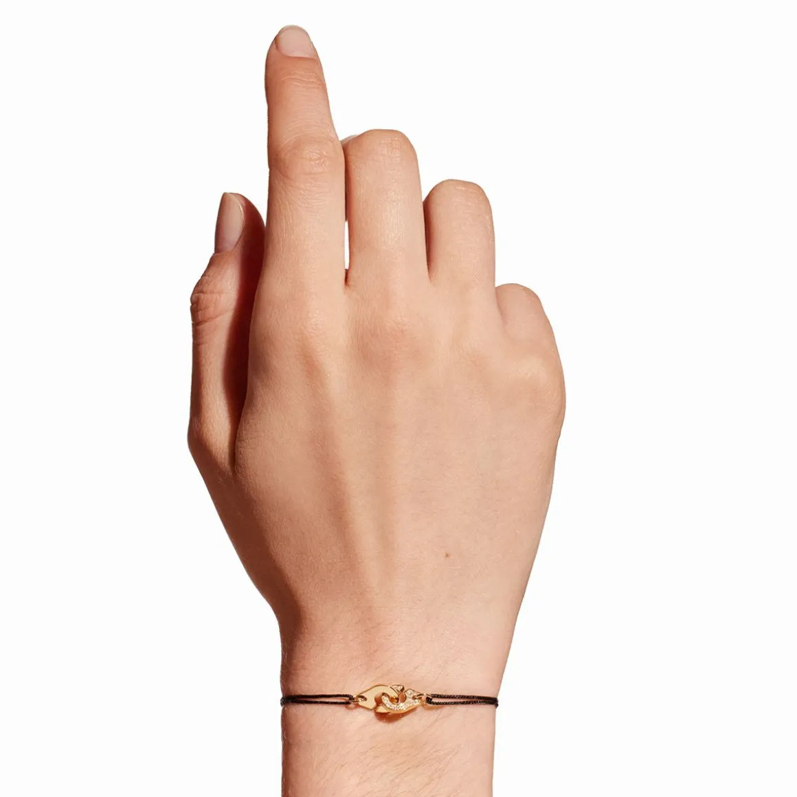 Bracelet sur cordon Menottes dinh van R8 or jaune et diamants