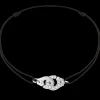 Bracelet sur cordon Menottes dinh van R8 or blanc et diamants