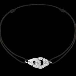 Bracelet sur cordon Menottes dinh van R8 or blanc et diamants