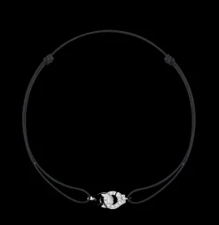Bracelet sur cordon Menottes dinh van R8 or blanc et diamants