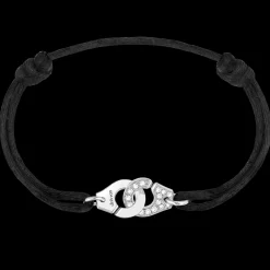 Bracelet sur cordon Menottes dinh van R10 or blanc et diamants