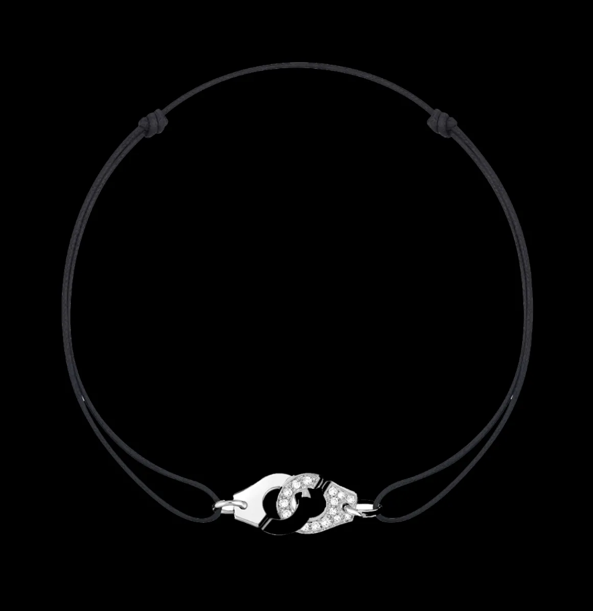 Bracelet sur cordon Menottes dinh van R10 or blanc et diamants