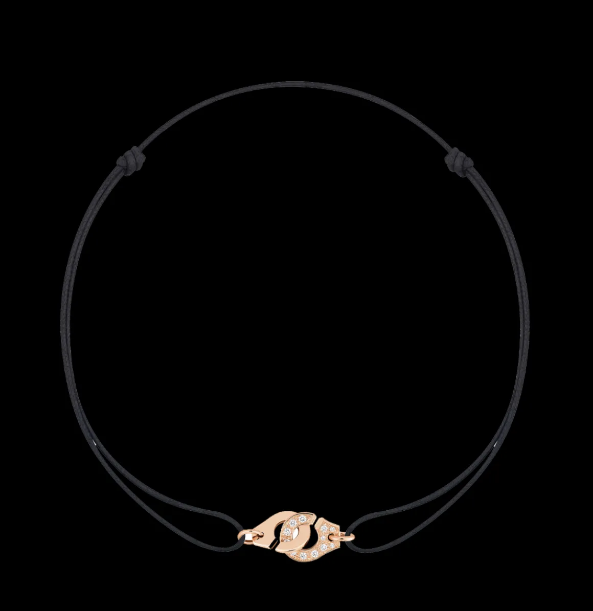 Bracelet sur cordon Menottes dinh van R8 or rose et diamants