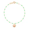Bracelet vert fluo Soleil, or rose, 17 cm