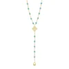 Chapelet aqua Lucky Trèfle, diamants, or jaune, 45 cm