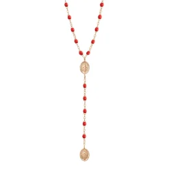 Chapelet Madone coquelicot, or rose, 42 cm