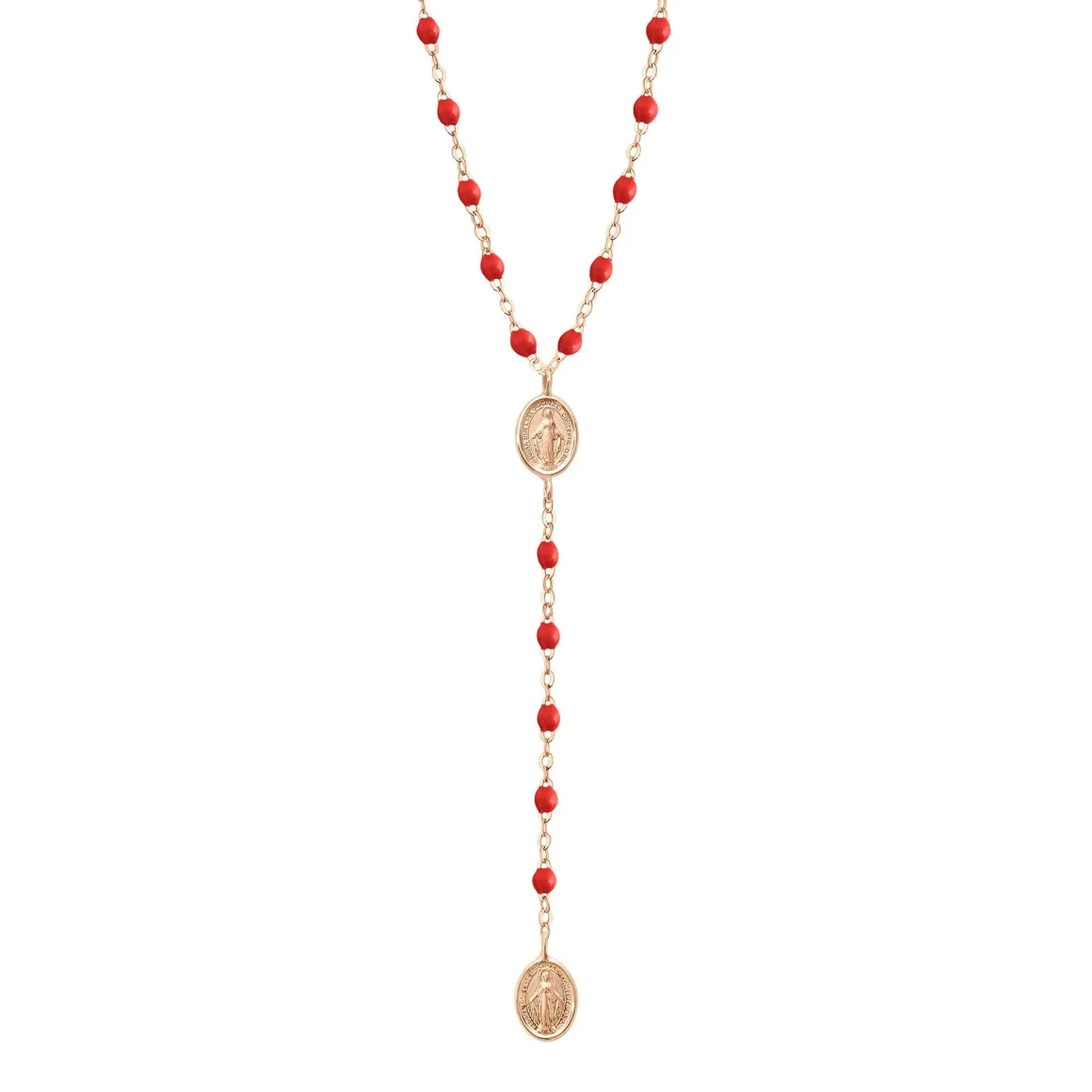 Chapelet Madone coquelicot, or rose, 42 cm