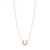 Collier blanc Fer à cheval, diamants, or rose, 42 cm