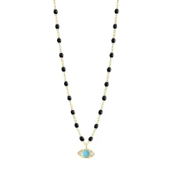 Collier Classique Gigi Eye noir, or jaune, diamants, 42 cm