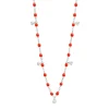 Collier corail Gigi Suprême, or blanc, 5 diamants, 45 cm