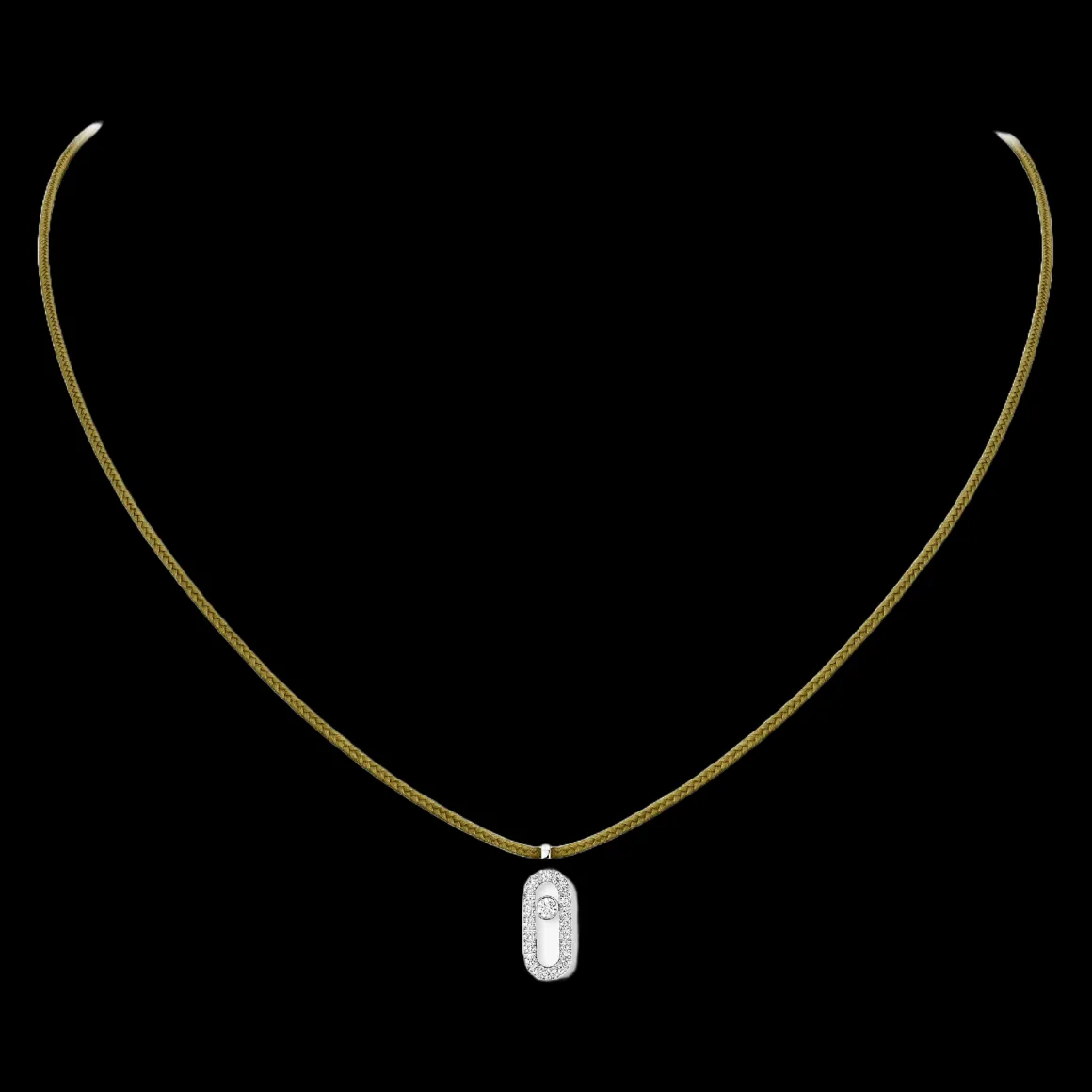 Collier Cordon Messika CARE(S) Kaki Pavé Diamant Or Blanc