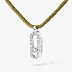Collier Cordon Messika CARE(S) Kaki Pavé Diamant Or Blanc