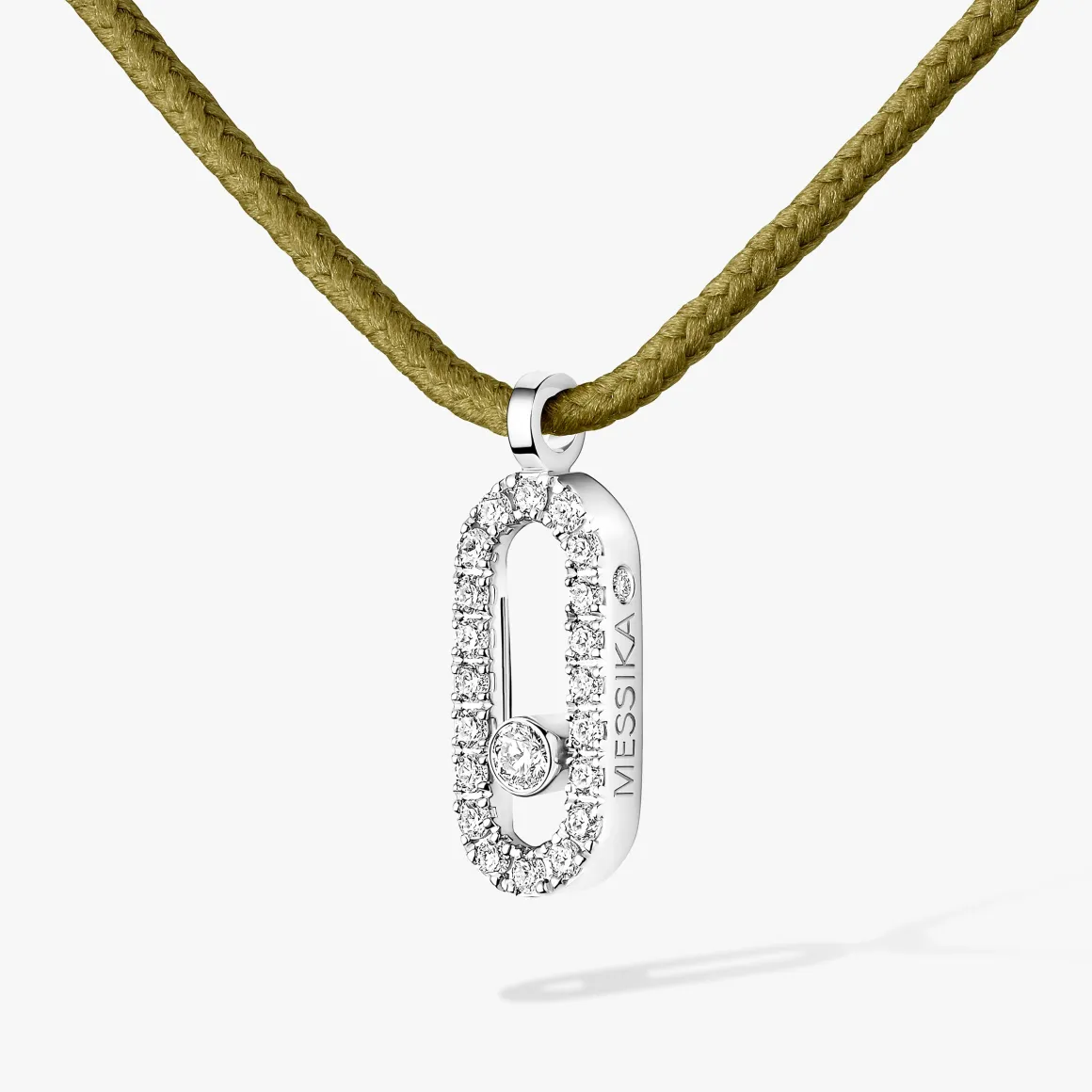 Collier Cordon Messika CARE(S) Kaki Pavé Diamant Or Blanc