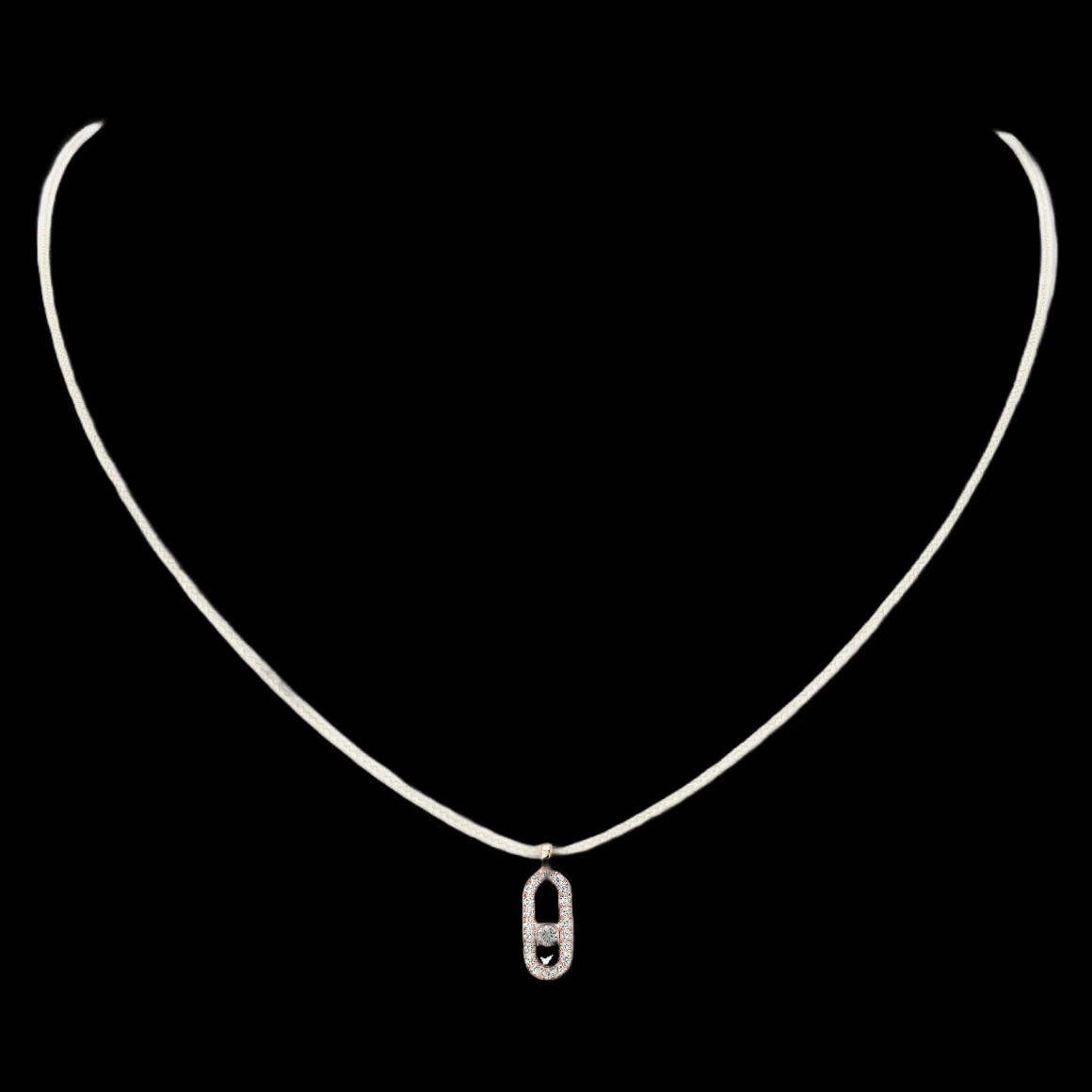 Collier Cordon Messika CARE(S) Crème Pavé Diamant Or Rose