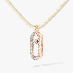 Collier Cordon Messika CARE(S) Crème Pavé Diamant Or Rose
