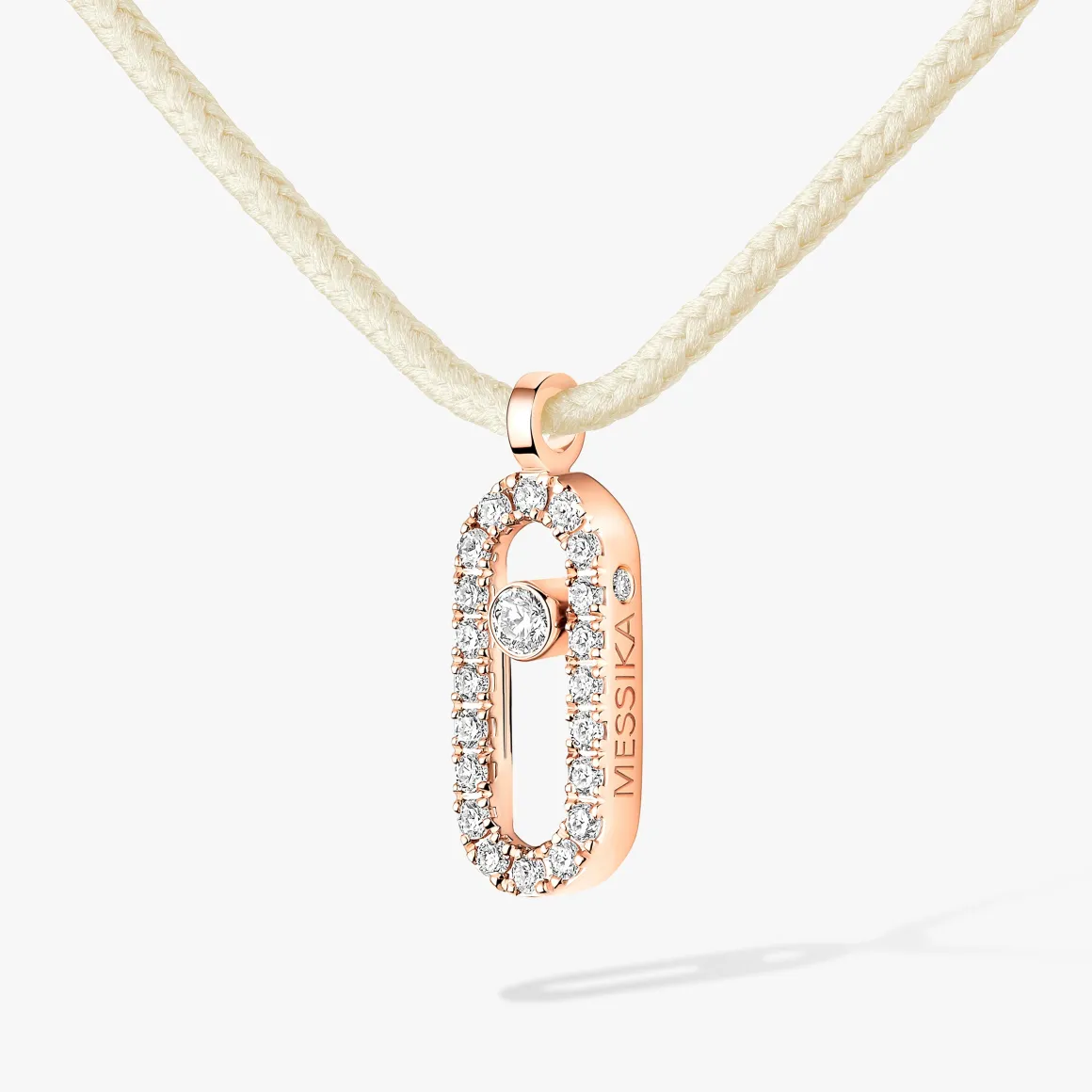 Collier Cordon Messika CARE(S) Crème Pavé Diamant Or Rose