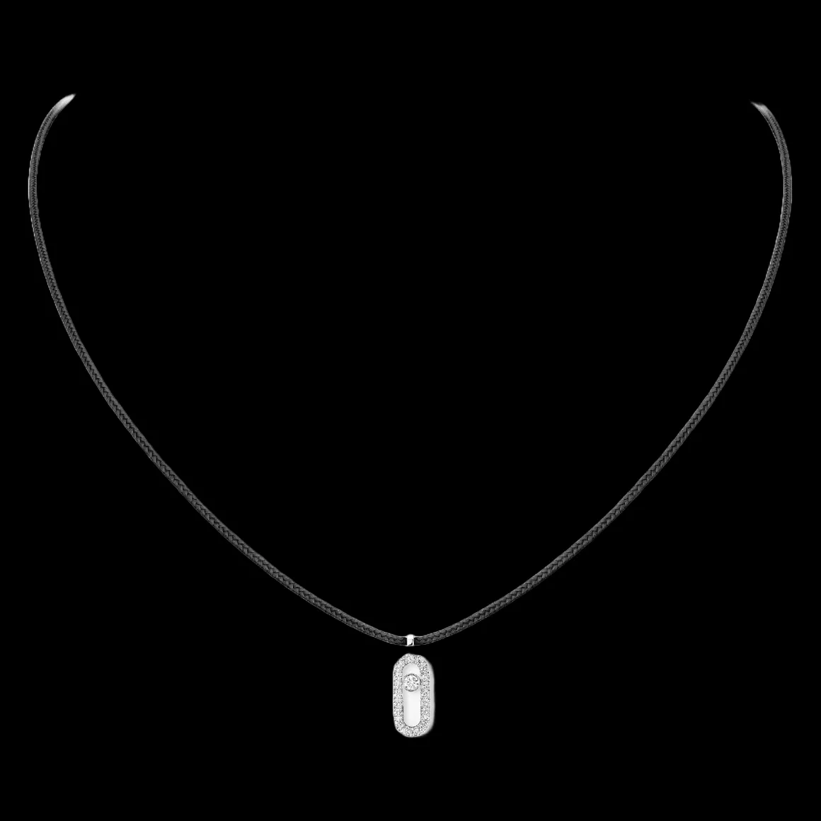 Collier Cordon Messika CARE(S) Noir Pavé Diamant Or Blanc