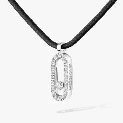 Collier Cordon Messika CARE(S) Noir Pavé Diamant Or Blanc