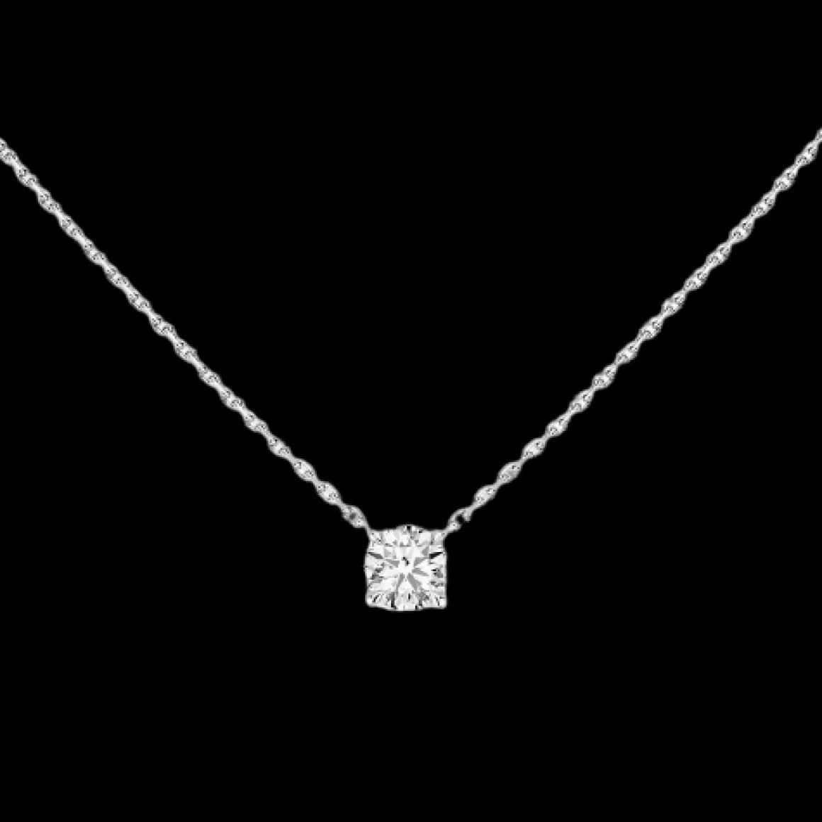 COLLIER DIAMANT OR BLANC SOLITAIRE BRILLANT
