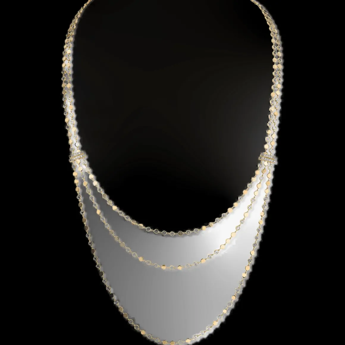 Collier Diamant Or Jaune long d-vibes multi rangs
