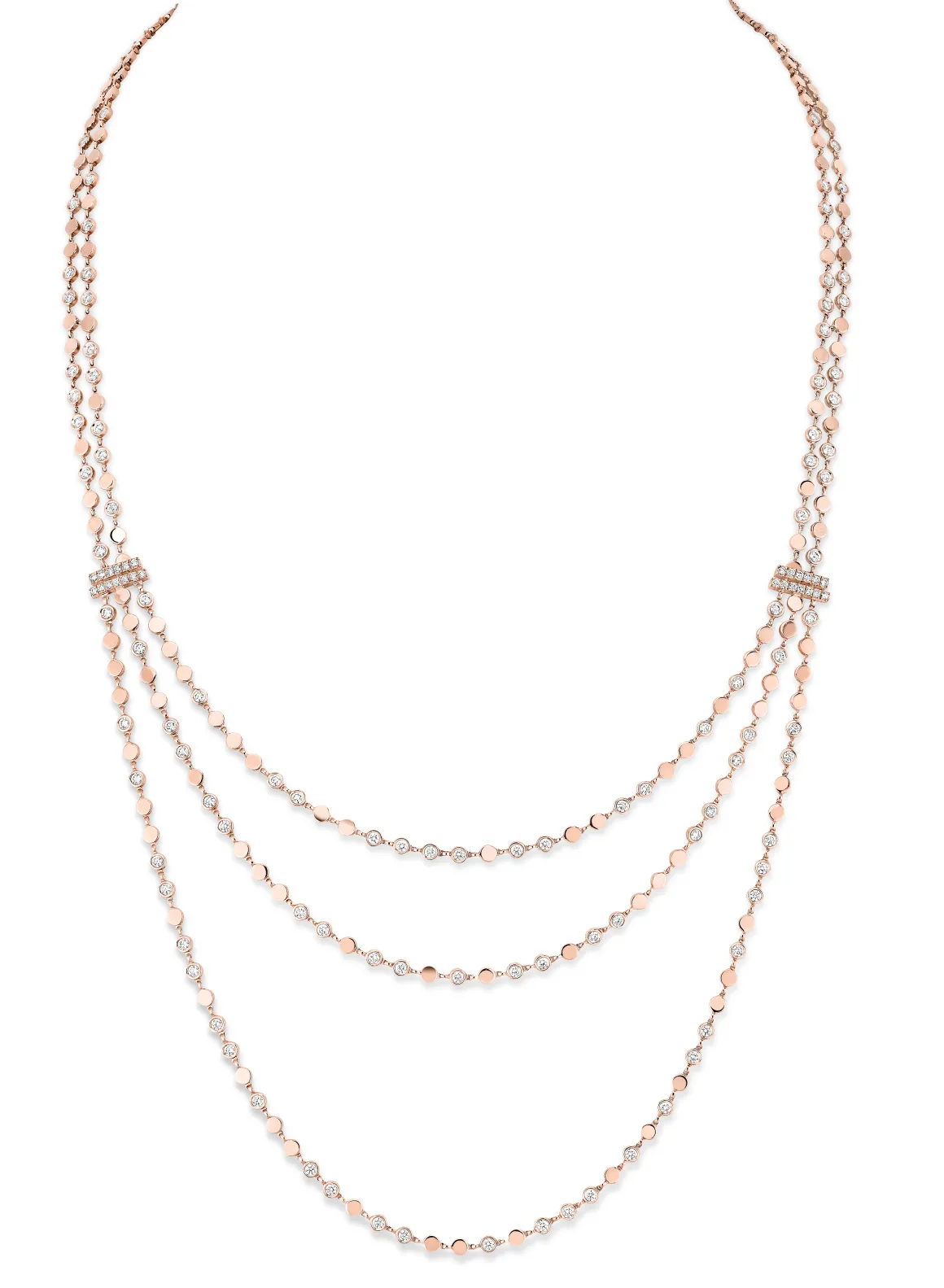 Collier Diamant Or Rose long d-vibes multi rangs