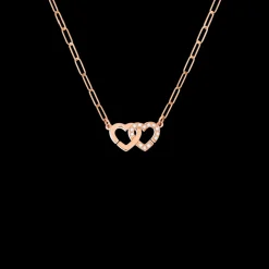 Collier Double Cœurs R9 or rose et diamants