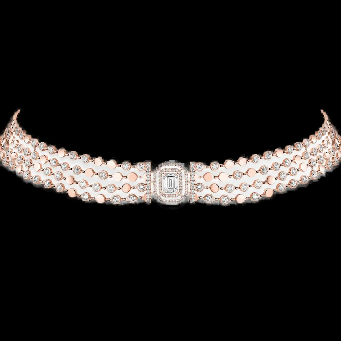 Collier D-Vibes Multi Rangs Diamant Or Rose