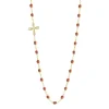 Collier fauve Croix Vintage diamants, or jaune, 42 cm