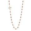 Collier fauve Croix Vintage diamants, or rose, 42 cm