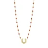Collier fauve Fer à cheval, diamants, or jaune, 42 cm