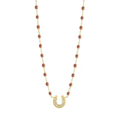 Collier fauve Fer à cheval, diamants, or jaune, 42 cm