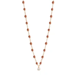 Collier fauve Gigi Suprême, or rose, 1 diamant, 42 cm