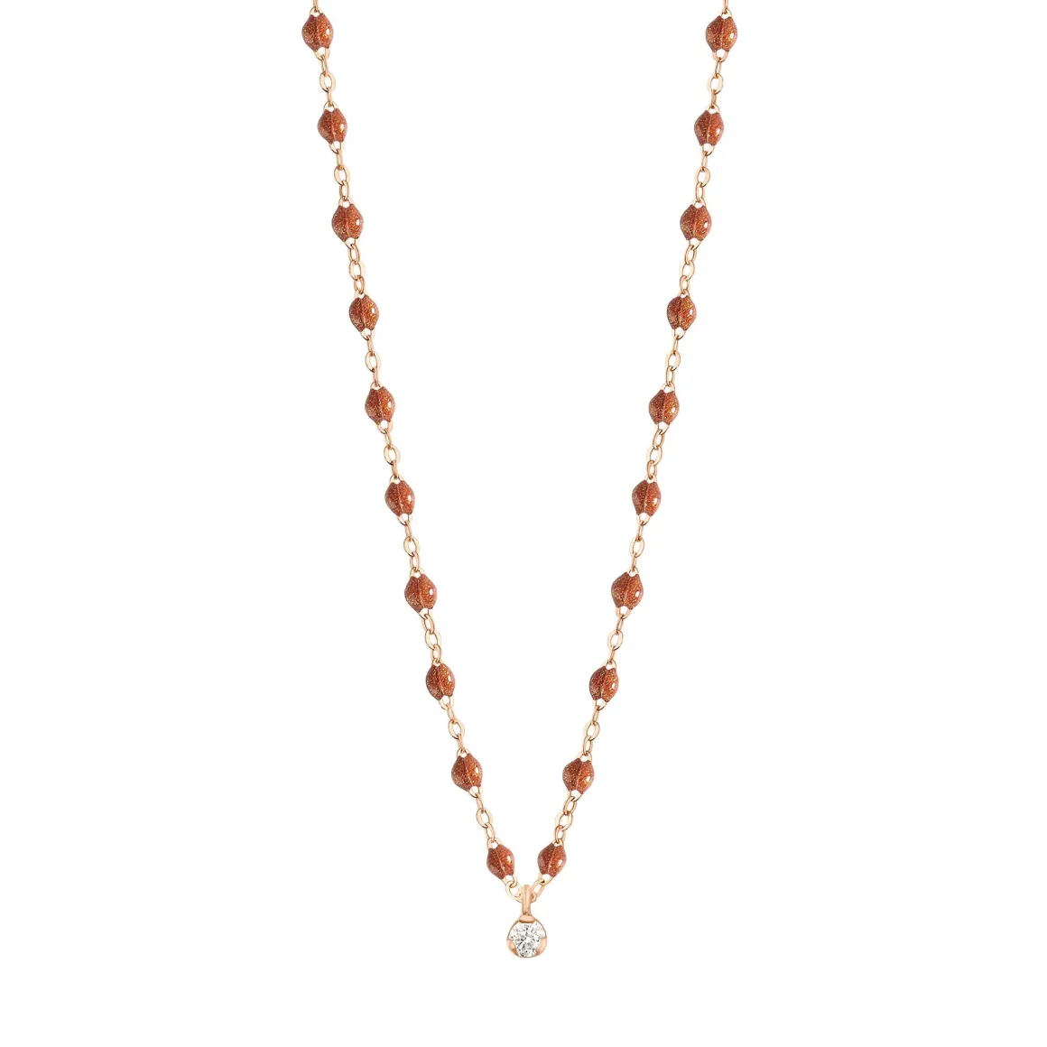 Collier fauve Gigi Suprême, or rose, 1 diamant, 42 cm