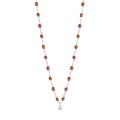 Collier fauve Gigi Suprême, or blanc, 1 diamant, 42 cm