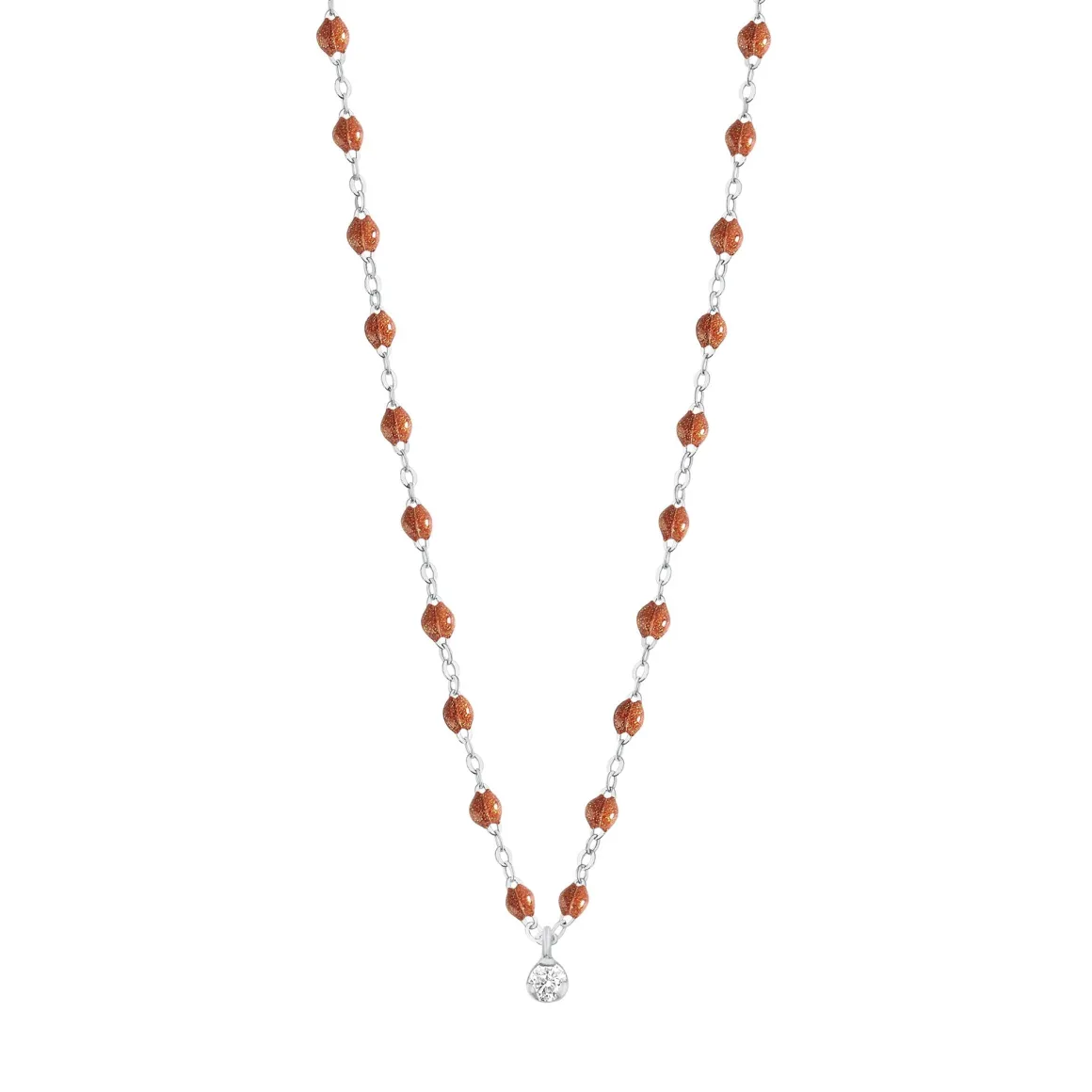 Collier fauve Gigi Suprême, or blanc, 1 diamant, 42 cm